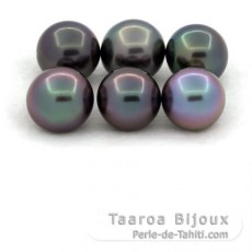 Lot de 6 Perles de Tahiti Semi-Rondes C de 9  9.4 mm