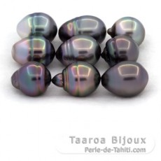 Lot de 9 Perles de Tahiti Cerclées C de 10.5 à 10.9 mm