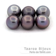 Lot de 6 Perles de Tahiti Rondes et Semi-Rondes C de 9.2 à 9.4 mm