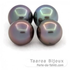 Lot de 4 Perles de Tahiti Rondes C de 10.6  10.7 mm