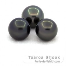 Lot de 3 Perles de Tahiti Rondes C de 10 à 10.4 mm