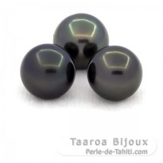 Lot de 3 Perles de Tahiti Rondes C de 10  10.4 mm