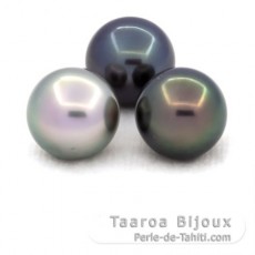Lot de 3 Perles de Tahiti Rondes C de 11.2 à 11.4 mm