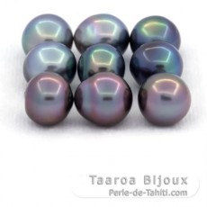 Lot de 9 Perles de Tahiti Semi-Baroques C de 9.1  9.4 mm