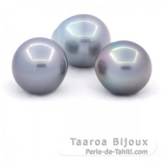 Lot de 3 Perles de Tahiti Semi-Baroques C de 13.6  13.8 mm