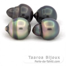 Lot de 4 Perles de Tahiti Cerclées B/C de 10.5 à 10.8 mm