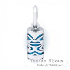 Tiki en Argent et Turquoise - 10 mm - Chance