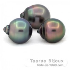 Lot de 3 Perles de Tahiti Cercles B de 11.5  11.9 mm