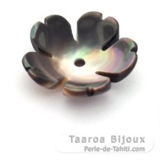 Cupule Fleur en nacre de Tahiti - Diamtre: 12 mm