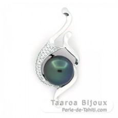 Pendentif en Argent et 1 Perle de Tahiti Semi-Ronde B 10.2 mm