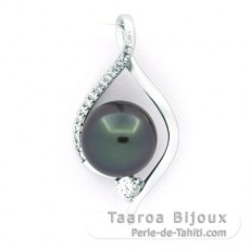 Pendentif en Argent et 1 Perle de Tahiti Semi-Ronde B 9.2 mm