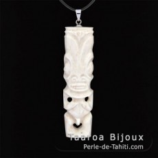 Pendentif Tiki en Os et Argent