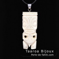 Pendentif Tiki en Os et Argent