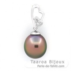 Pendentif en Argent et 1 Perle de Tahiti Semi-Baroque B 10.6 mm