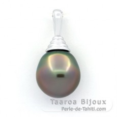 Pendentif en Argent et 1 Perle de Tahiti Semi-Baroque B 11.4 mm