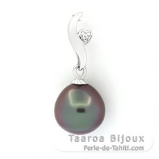 Pendentif en Argent et 1 Perle de Tahiti Semi-Baroque B 10 mm