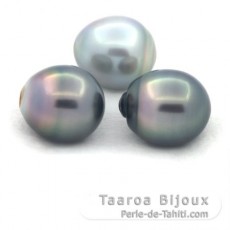 Lot de 3 Perles de Tahiti Semi-Baroques C de 12  12.1 mm