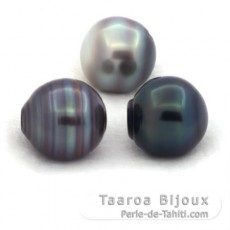 Lot de 3 Perles de Tahiti Cerclées C 13 mm