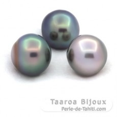 Lot de 3 Perles de Tahiti Semi-Baroques C de 12.6 à 12.7 mm