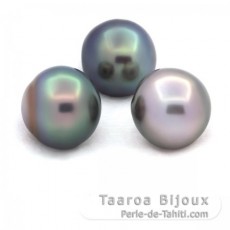 Lot de 3 Perles de Tahiti Semi-Baroques C de 12.6  12.7 mm