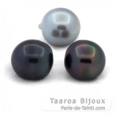 Lot de 3 Perles de Tahiti Semi-Baroques C de 12.1  12.3 mm