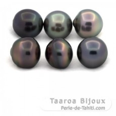 Lot de 6 Perles de Tahiti Semi-Baroques C de 11.6  11.8 mm