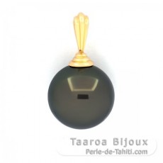 Pendentif en Or 18K et 1 Perle de Tahiti Ronde B 12.5 mm