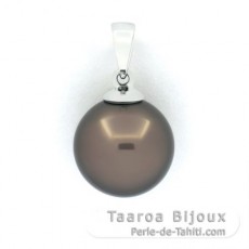 Pendentif en Or blanc 18K et 1 Perle de Tahiti Ronde B 11.2 mm