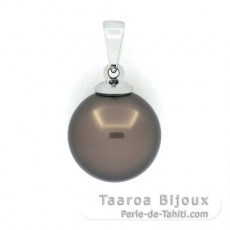 Pendentif en Or blanc 18K et 1 Perle de Tahiti Ronde B 11.2 mm