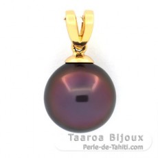 Pendentif en Or 18K et 1 Perle de Tahiti Ronde B+ 12.8 mm