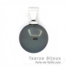 Pendentif en Or blanc 18K et 1 Perle de Tahiti Ronde B 12.4 mm