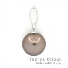 Pendentif en Or blanc 18K et 1 Perle de Tahiti Ronde A 12 mm