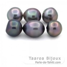 Lot de 6 Perles de Tahiti Semi-Baroques B de 10  10.3 mm