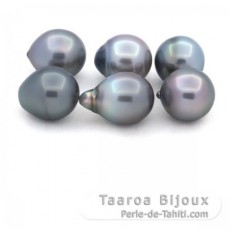 Lot de 6 Perles de Tahiti Semi-Baroques B de 11.1  11.4 mm