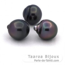 Lot de 3 Perles de Tahiti Semi-Baroques B de 10.7 à 10.8 mm