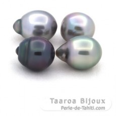 Lot de 4 Perles de Tahiti Semi-Baroques B/C de 10.5 à 10.7 mm