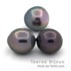Lot de 3 Perles de Tahiti Semi-Baroques B de 11 à 11.3 mm