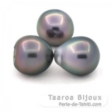 Lot de 3 Perles de Tahiti Semi-Baroques B de 11  11.1 mm