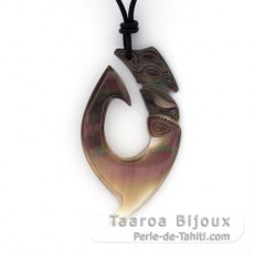 Pendentif en nacre de Tahiti et Collier en cuir