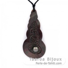 Pendentif en nacre et 1 Perle de Tahiti Semi-Ronde C 8 mm