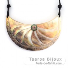 Pendentif en nacre et 1 Perle de Tahiti Semi-Baroque C 9.2 mm