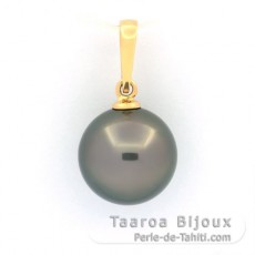 Pendentif en Or 18K et 1 Perle de Tahiti Ronde A 11.7 mm