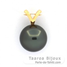 Pendentif en Or 18K et 1 Perle de Tahiti Ronde B 10.7 mm