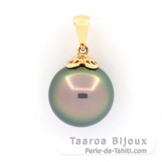 Pendentif en Or 18K et 1 Perle de Tahiti Ronde B 11.7 mm