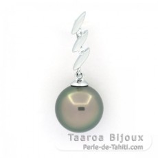 Pendentif en Argent et 1 Perle de Tahiti Ronde C 9.9 mm