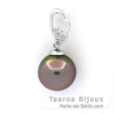 Pendentif en Argent et 1 Perle de Tahiti Semi-Ronde C 11.5 mm