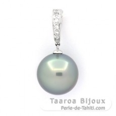 Pendentif Clip en Argent et 1 Perle de Tahiti Ronde C 13.3 mm