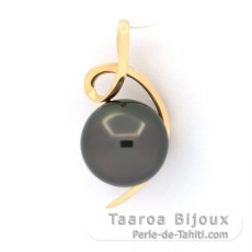 Pendentif en Or 18K et 1 Perle de Tahiti Semi-Ronde A/B 9.3 mm