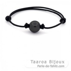 Bracelet en Cuir et 1 Perle de Tahiti Ronde C 12.5 mm