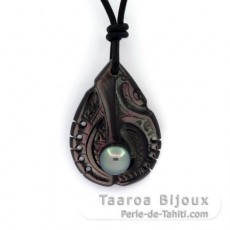 Pendentif en nacre et 1 Perle de Tahiti Semi-Ronde C 8.9 mm